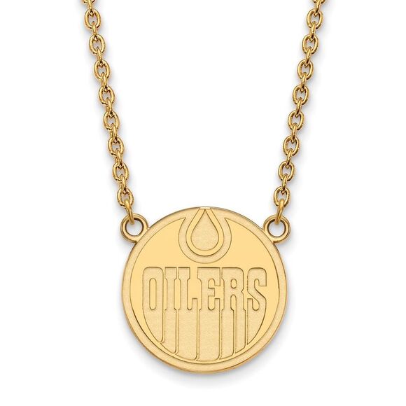14k Yellow Gold NHL Edmonton Oilers Large Necklace 18 Inch